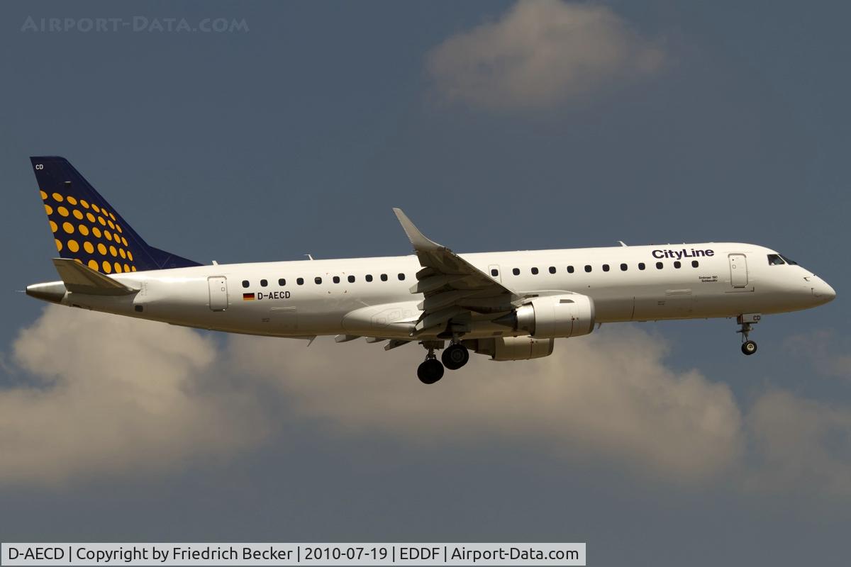 D-AECD, 2010 Embraer 190LR (ERJ-190-100LR) C/N 19000337, short final RW07R