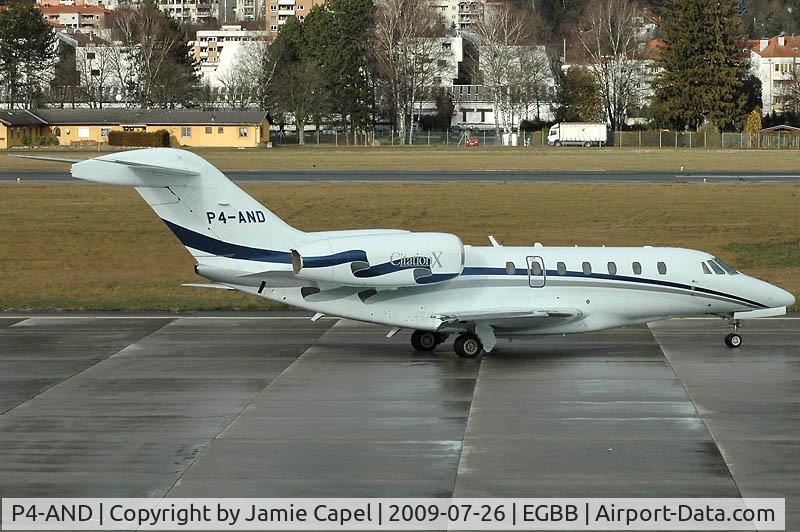 P4-AND, 1999 Cessna 750 Citation X Citation X C/N 750-0075, landing at Birmingham