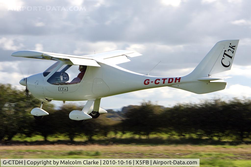 G-CTDH, 2003 Flight Design CT2K C/N 7939, Mainair Flight Design taking off from Fishburn Airfield, October 2010.