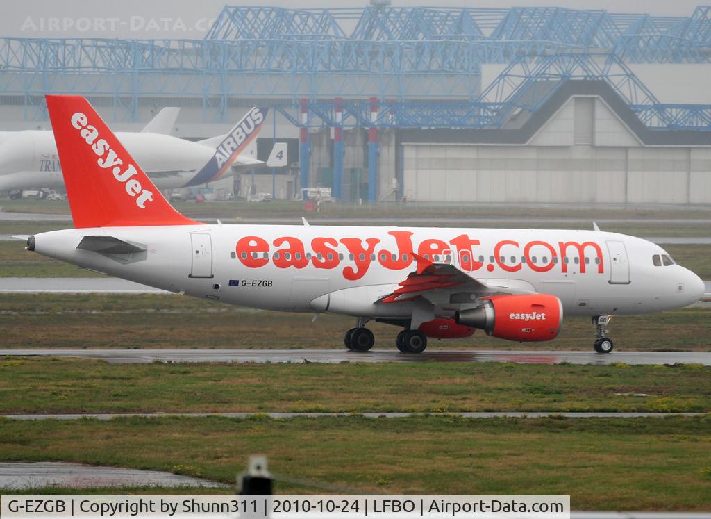 G-EZGB, 2010 Airbus A319-111 C/N 4437, Taxiing holding point rwy 14L for departure...