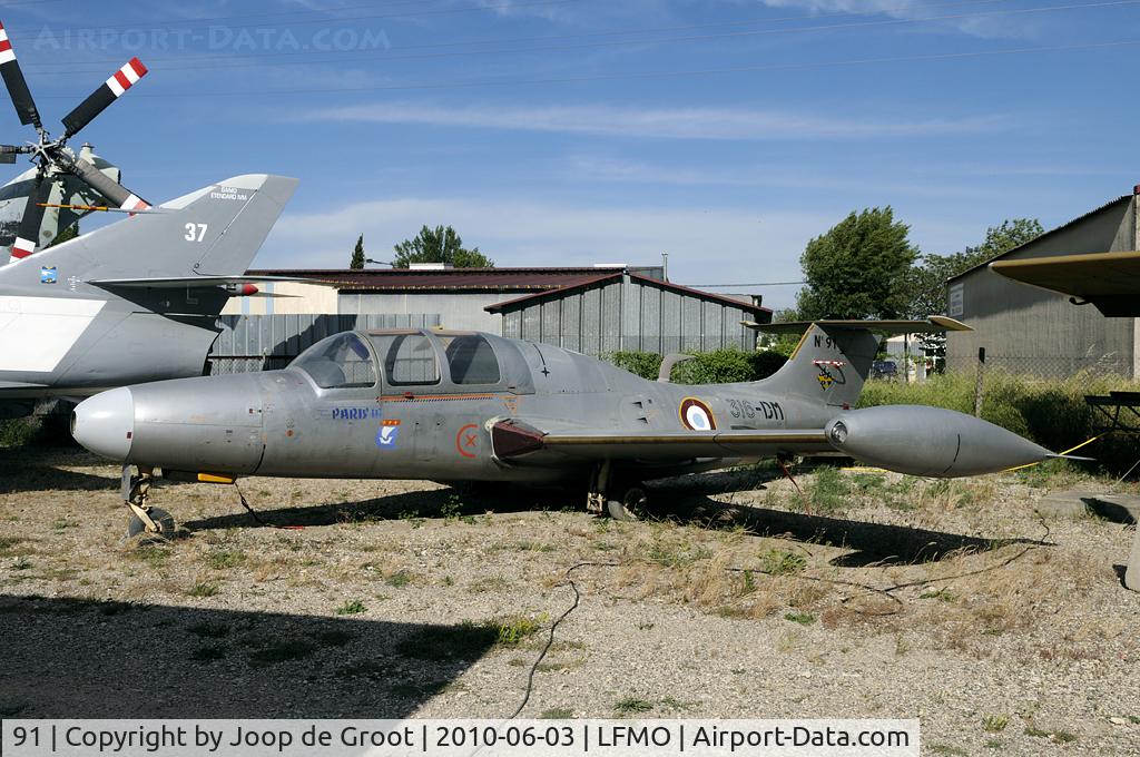 91, 1961 Morane-Saulnier MS.760 Paris C/N 91, part of the collection 'Les Amis de la 5ème Escadre' in the town of Orange.