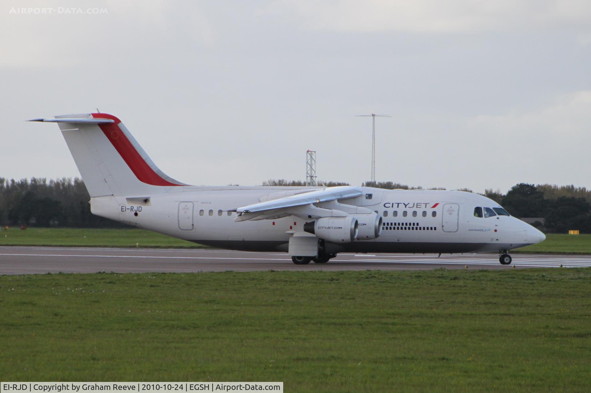 EI-RJD, 1998 BAE Systems Avro 146-RJ85 C/N E.2334, About to depart.