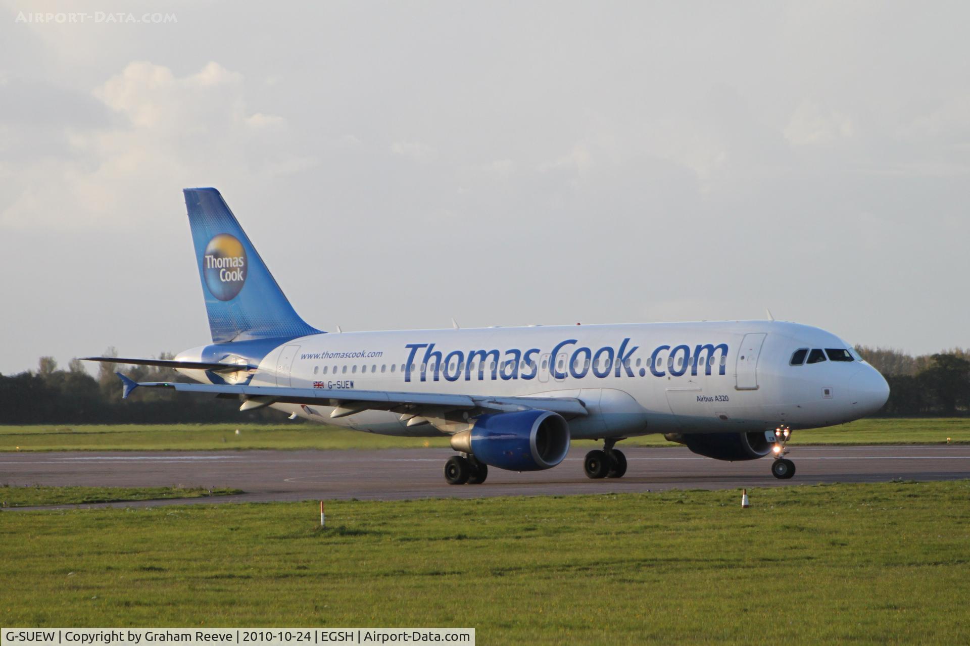 G-SUEW, 2003 Airbus A320-214 C/N 1961, About to depart.