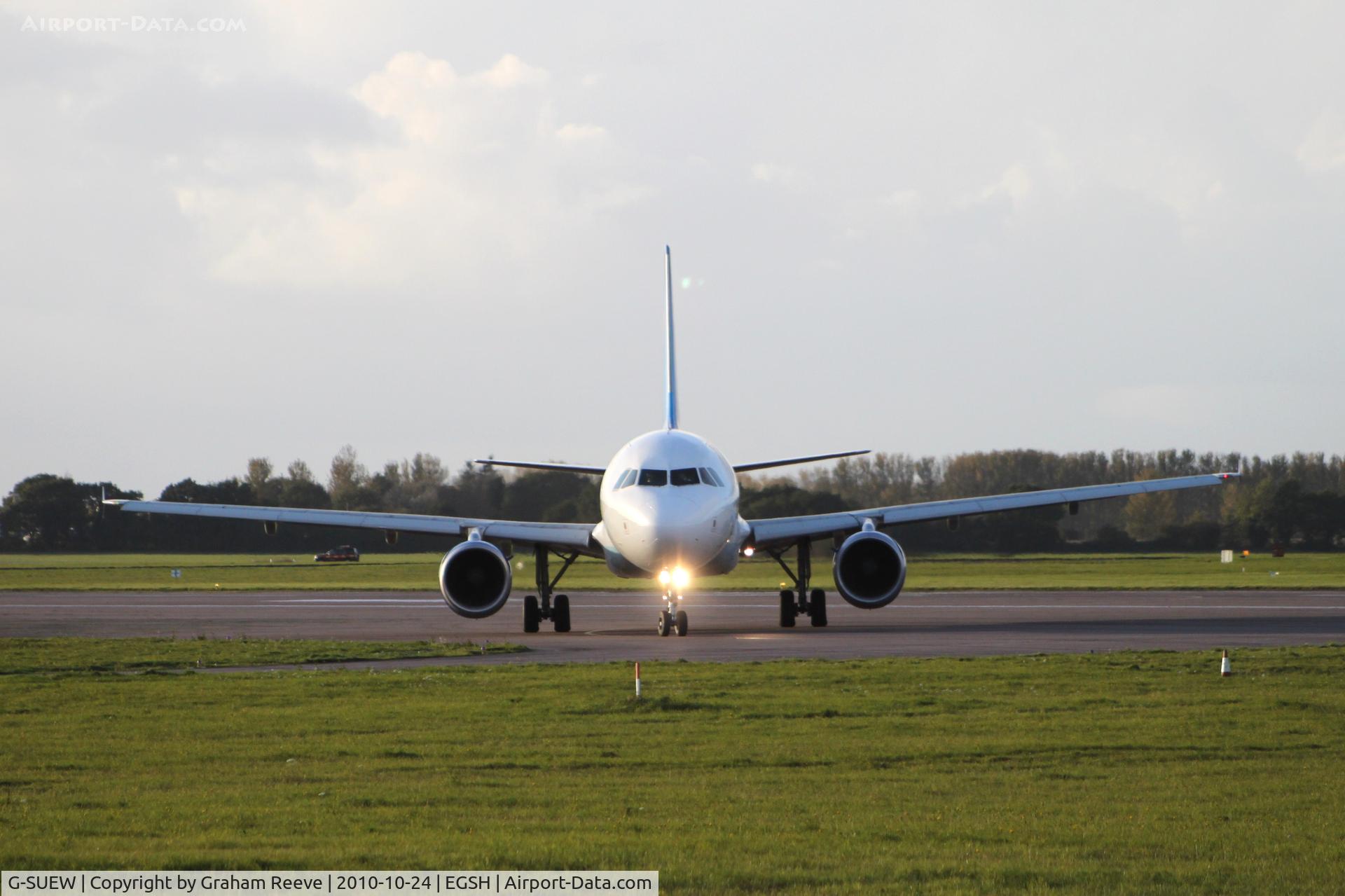 G-SUEW, 2003 Airbus A320-214 C/N 1961, About to depart.