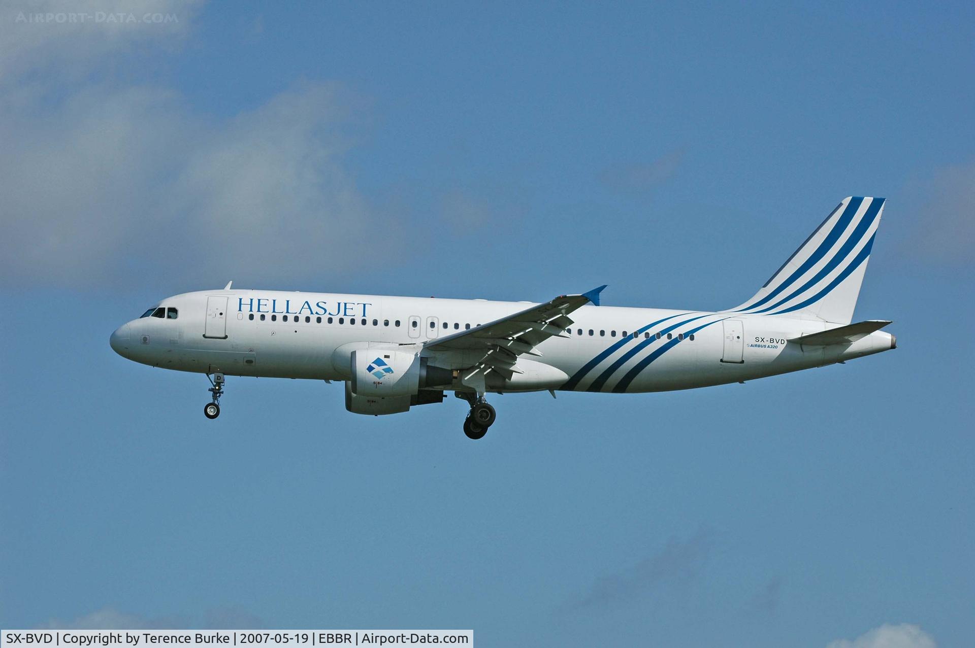 SX-BVD, 1990 Airbus A320-211 C/N 142, Landing at Brussels