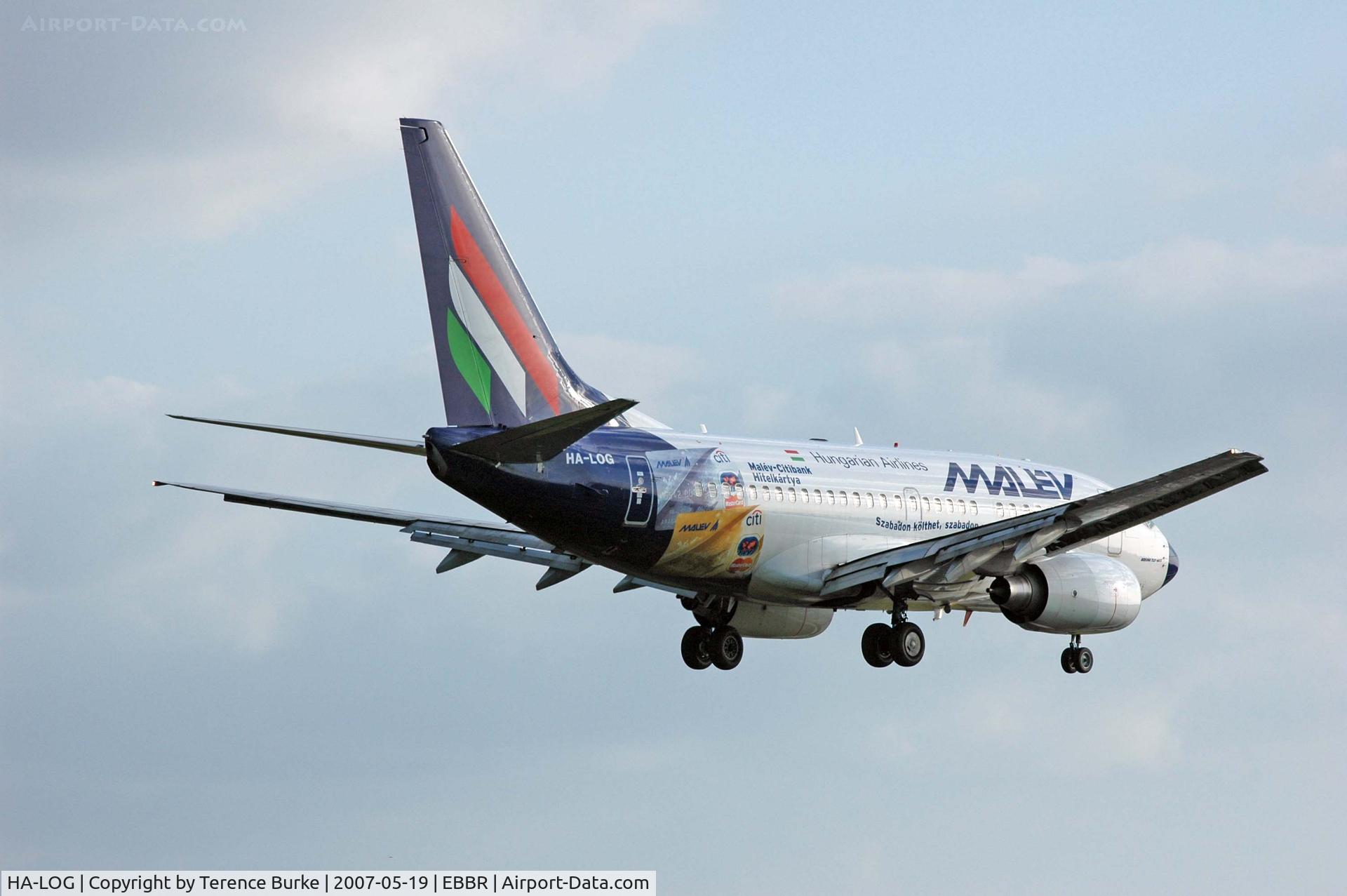 HA-LOG, 2004 Boeing 737-6Q8 C/N 28261, Late evening landing , Brussels