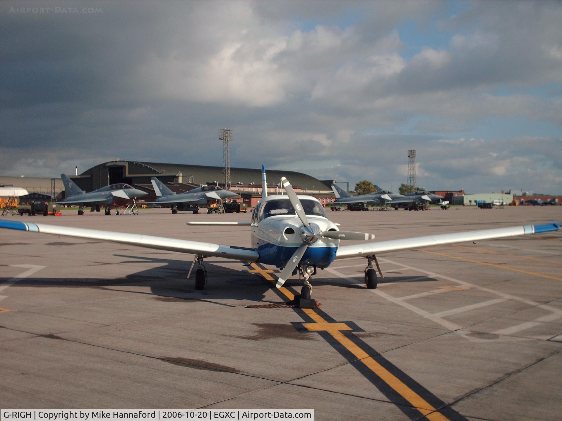 G-RIGH, 1998 Piper PA-32R-301 Saratoga II HP C/N 3246123, On the ASP at RAF Coningsby with Typhoon