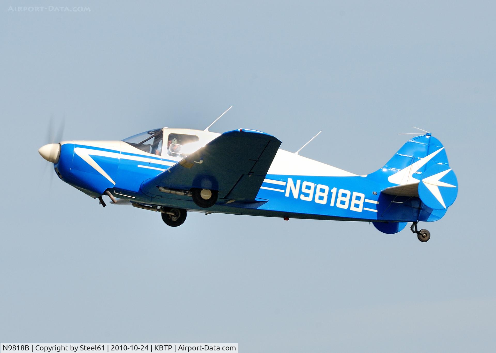 N9818B, 1958 Bellanca 14-19-2 Cruisair Senior C/N 4070, Departing runway 26