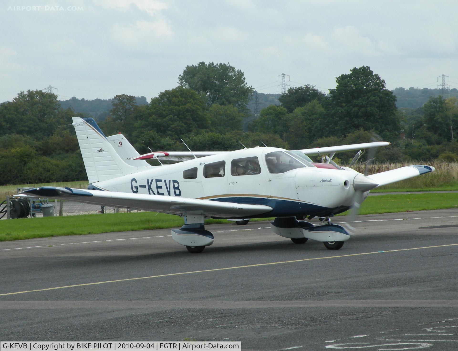 G-KEVB, 1997 Piper PA-28-181 Cherokee Archer III C/N 2843098, Returning to it's parking slot.