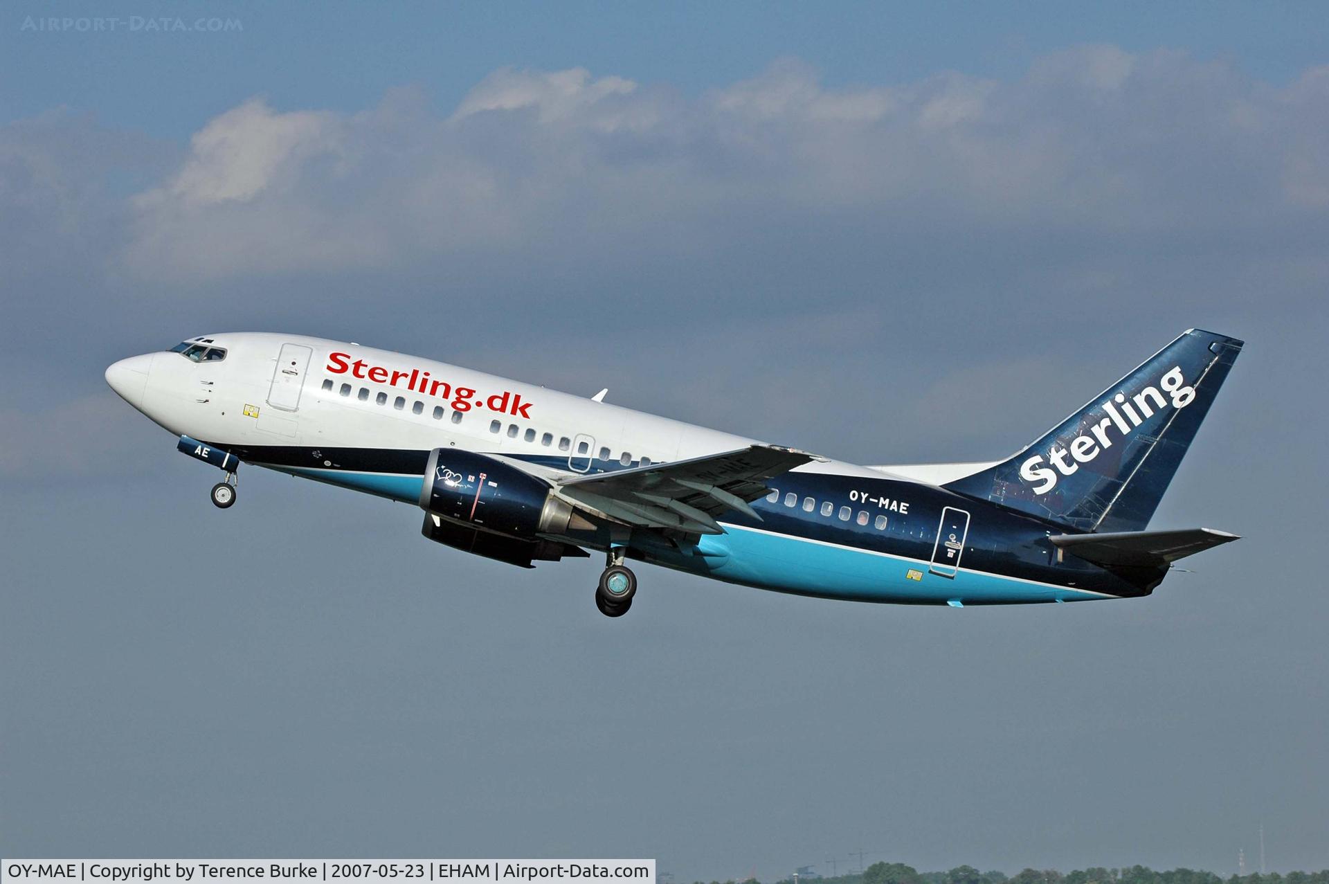 OY-MAE, 1991 Boeing 737-5L9 C/N 25066, Taking off, Schiphol