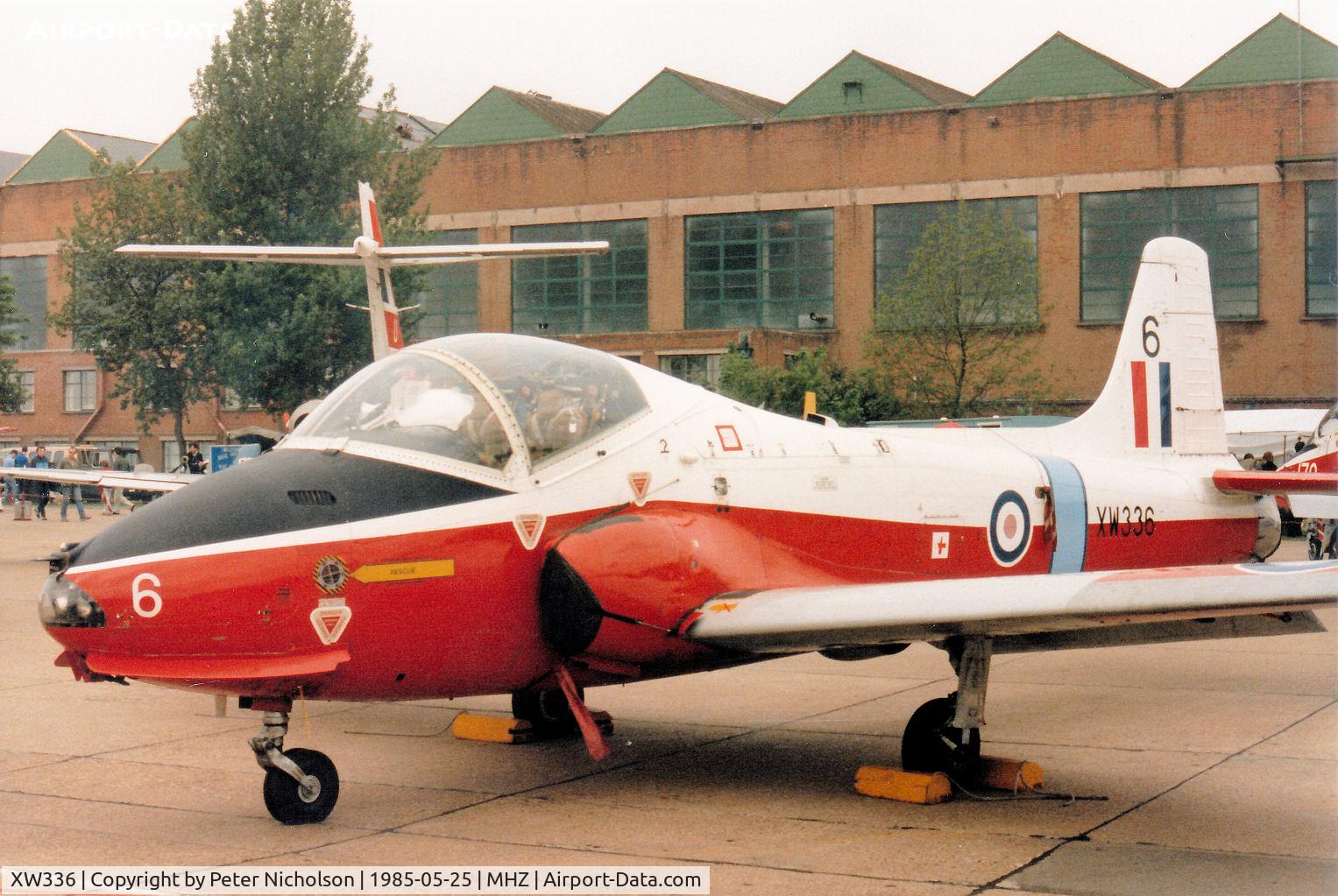 XW336, 1974 BAC 84 Jet Provost T.5A C/N EEP/JP/1000, Jet Provost T.5A of the Royal Air Force College at Cranwell on display at the 1985 RAF Mildenhall Air Fete.