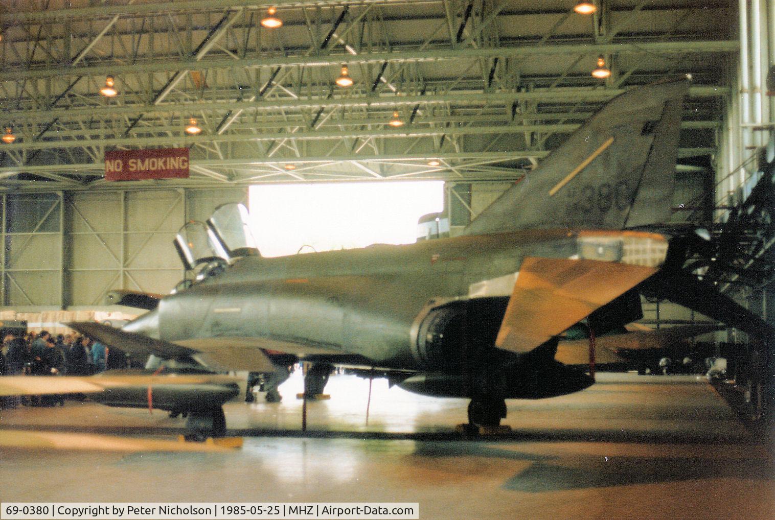 69-0380, 1969 McDonnell Douglas RF-4C Phantom II C/N 3992, RF-4C Phantom of RAF Alconbury's 10th Tactical Reconnaissance Wing on display at the 1985 RAF Mildenhall Air Fete.