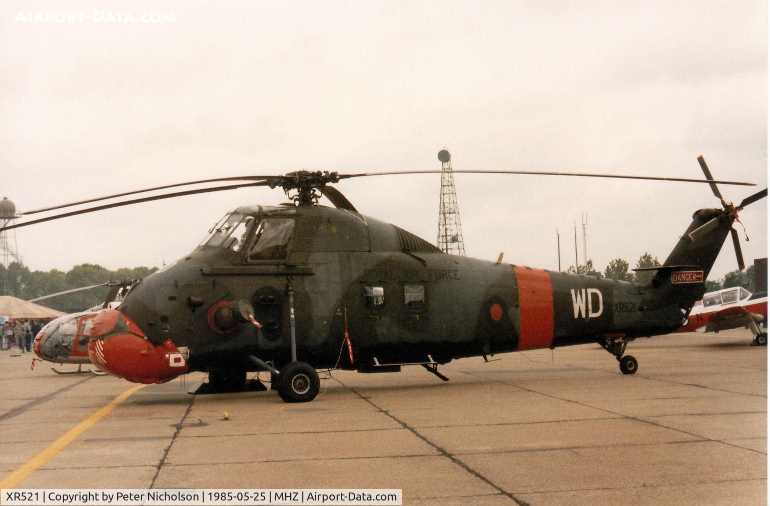 XR521, 1964 Westland Wessex HC.2 C/N WA143, Wessex HC.2 of 2 Flying Training School based at RAF Shawbury on display at the 1985 RAF Mildenhall Air Fete.