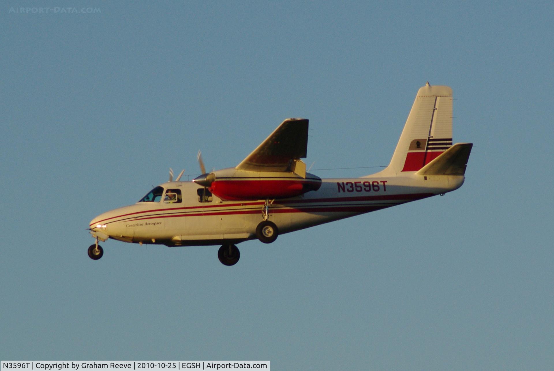 N3596T, 1959 Aero Commander 500 C/N 752, Landing late afternoon.