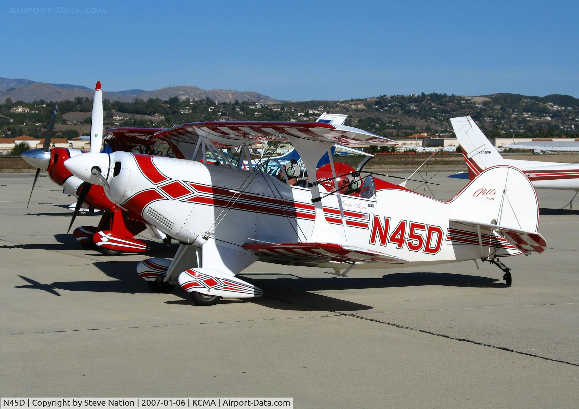 N45D, 1995 Aviat Pitts S-2B Special C/N 5332, 1995 Aviat PITTS S-2B on sunny visitors ramp after flight up from Torrance, CA with N36MT