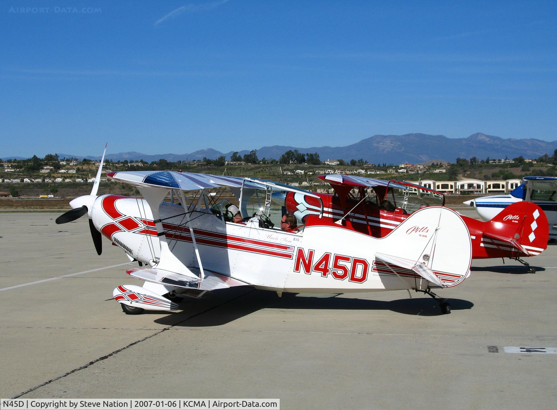 N45D, 1995 Aviat Pitts S-2B Special C/N 5332, 1995 Aviat PITTS S-2B on sunny visitors ramp after flight up from Torrance, CA with N36MT