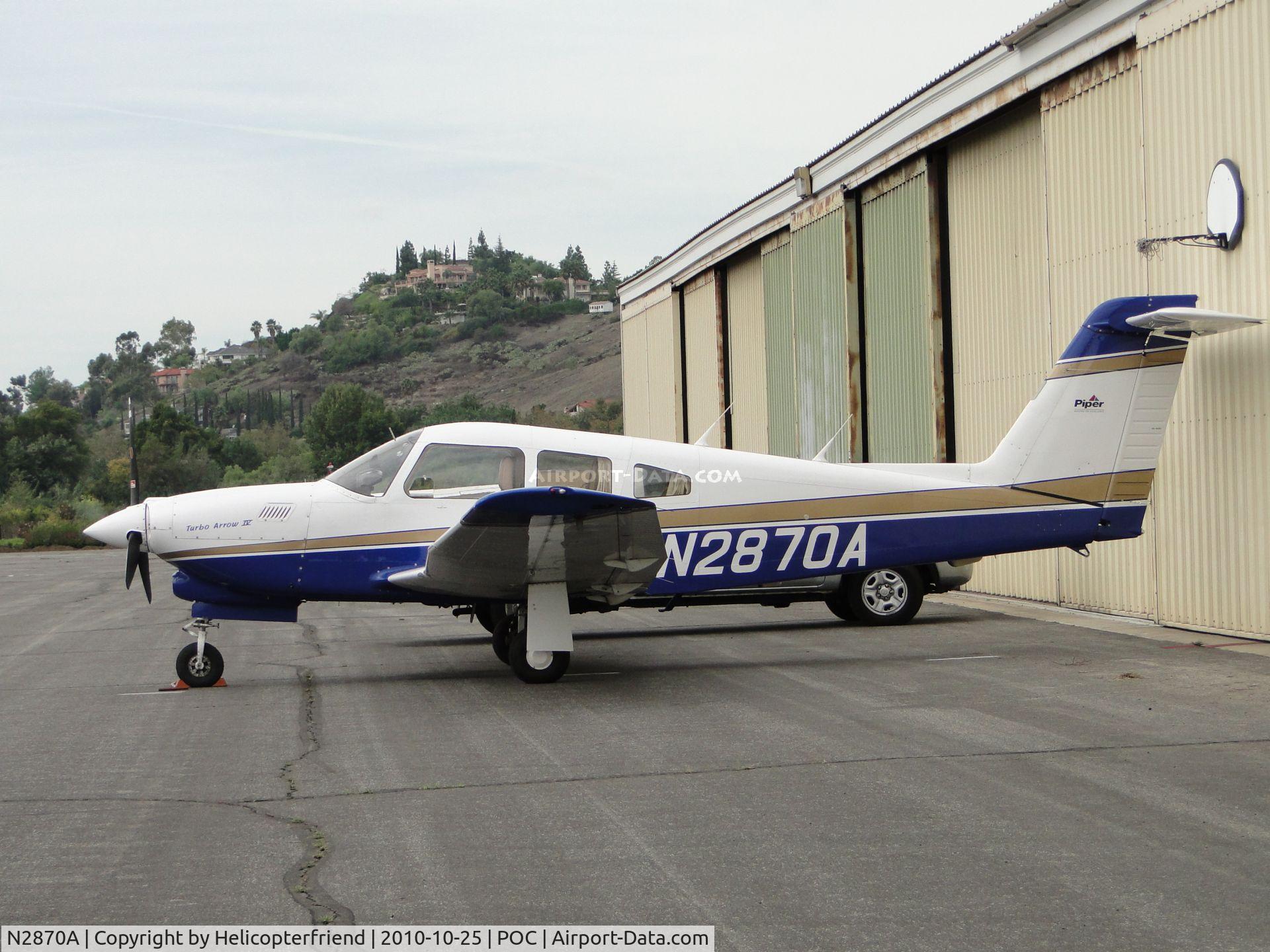 N2870A, 1979 Piper PA-28RT-201T Arrow IV C/N 28R-7931232, Backed up to the hanger
