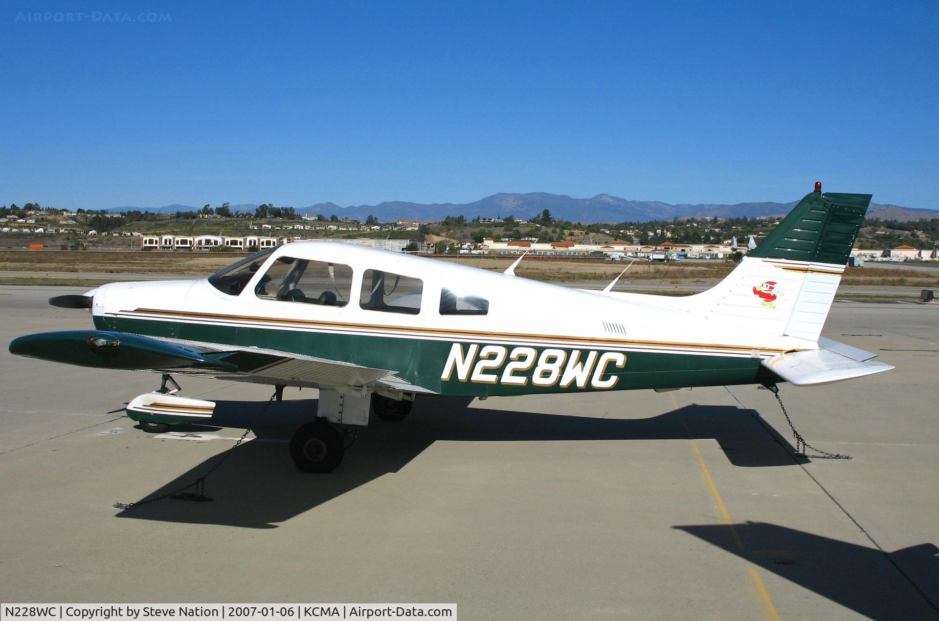 N228WC, 1983 Piper PA-28-161 C/N 28-8416023, Western Cardianal (see tail logo) 1983 Piper PA-28-161 Cherokee when based at KCMA/Camarillo, CA (home base now in Texas)