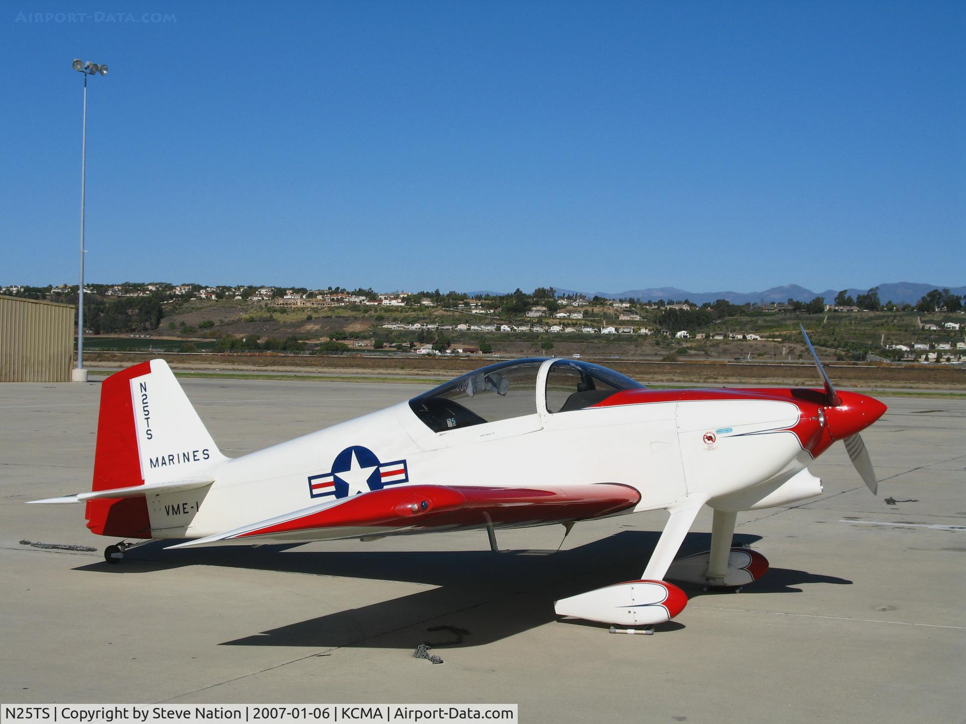 N25TS, 1992 Vans RV-6 C/N 21064, 1992 RV-6 homebuilt visiting from nearby KSZP/Santa Paula, CA in US Marines colors as VME-1 bird