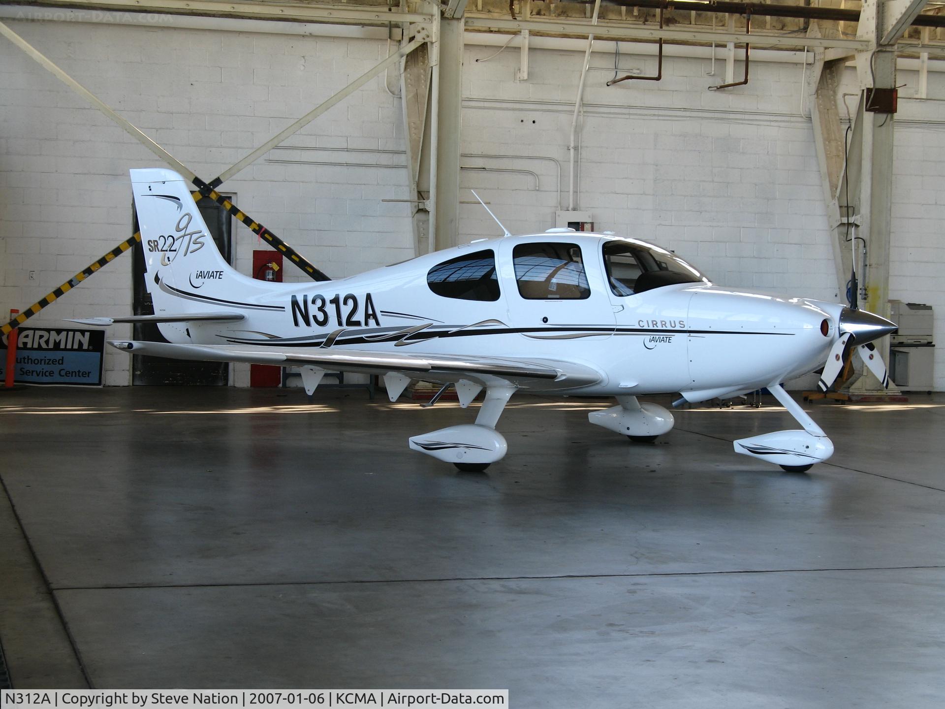 N312A, 2006 Cirrus SR22 C/N 1987, Operating from warmer climes in Jan 2007, this 2006 Cirrus Design SR22 escapes 75 degree heat in hangar at KCMA (now based in Pennsylvania)