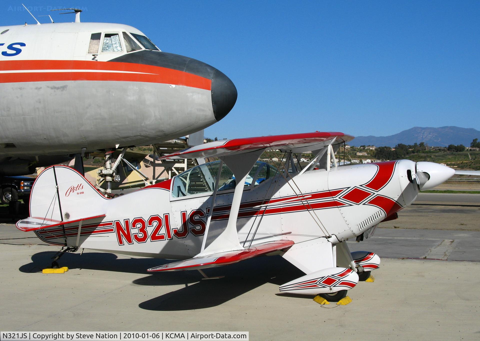 N321JS, 1992 Aviat Pitts S-2B Special C/N 5252, Now apparently operating from Chino, CA (or out of the country), this 1992 Pitts S-2B was outside air museum hangar at former Oxnard AFB, CA on sunny Saturday in January 2007