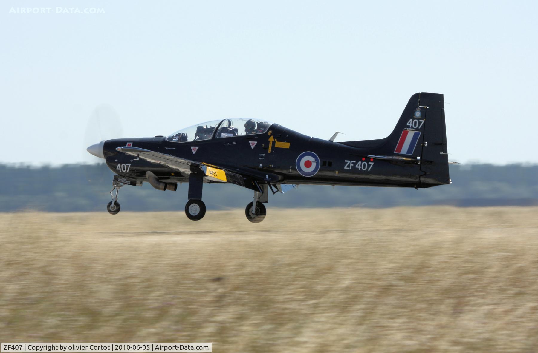 ZF407, 1992 Short S-312 Tucano T1 C/N S126/T97, landing at Istres FAF base