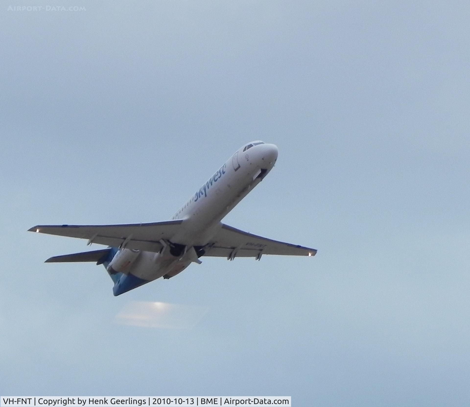 VH-FNT, 1995 Fokker 100 (F-28-0100) C/N 11461, Departure Skywest F 100