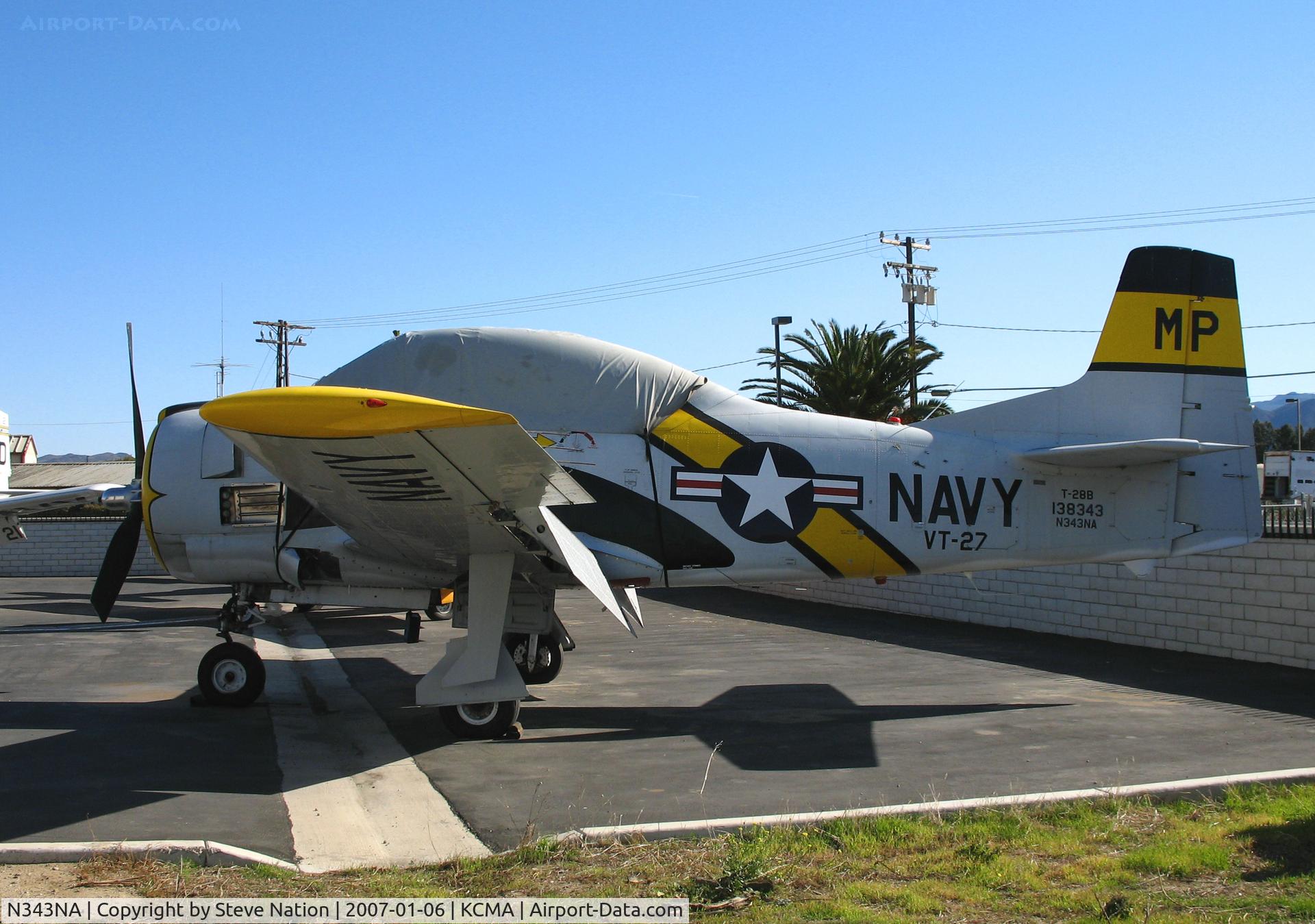 N343NA, 1955 North American T-28B Trojan C/N 200-414, Locally-based T-28B BuAer 138343 in non-standard VT-27 colors