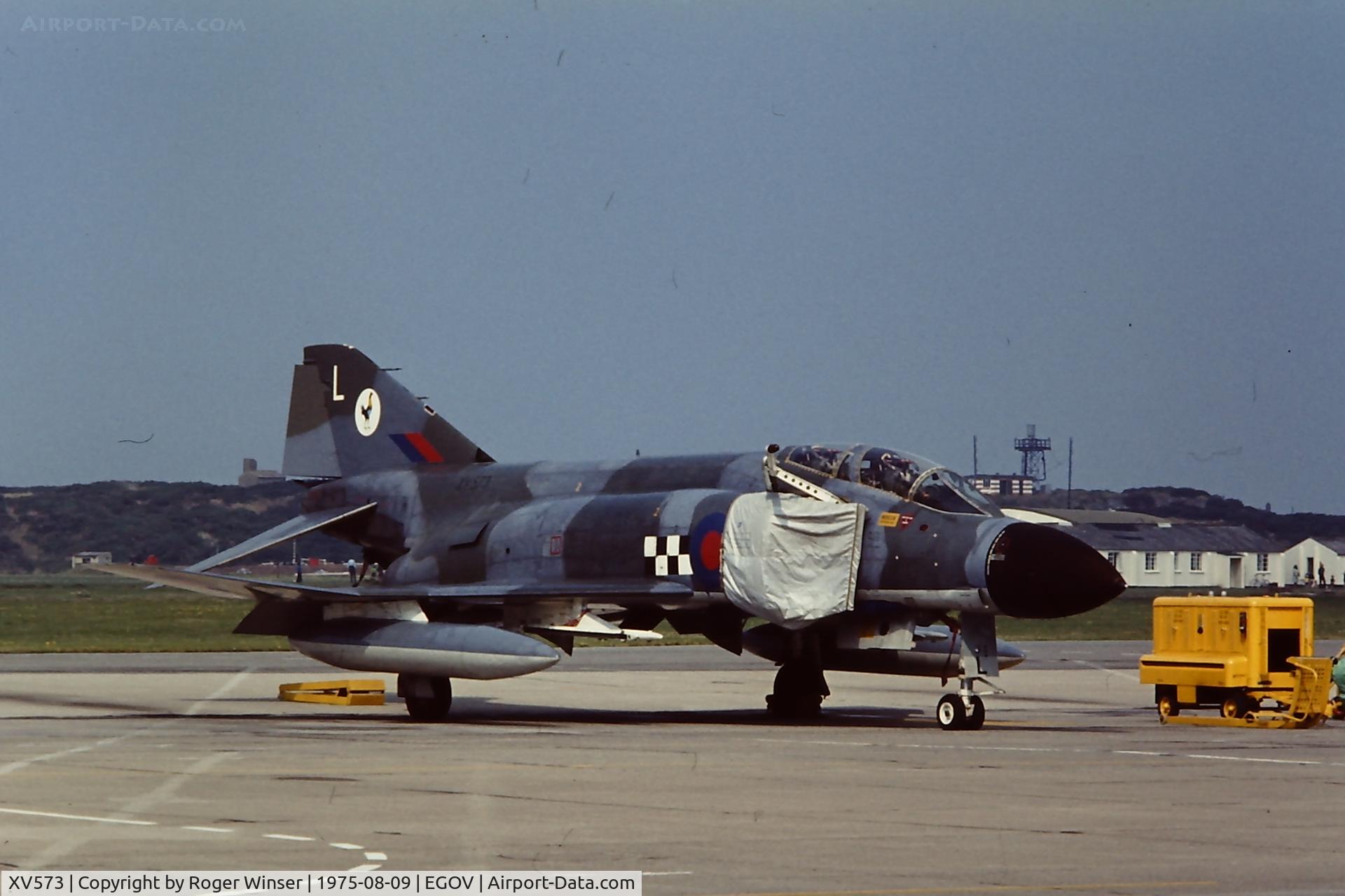 XV573, 1968 McDonnell Douglas Phantom FG1 C/N 3065, Coded L of 43 Squadron RAF at the RAF Valley Airshow 1975.