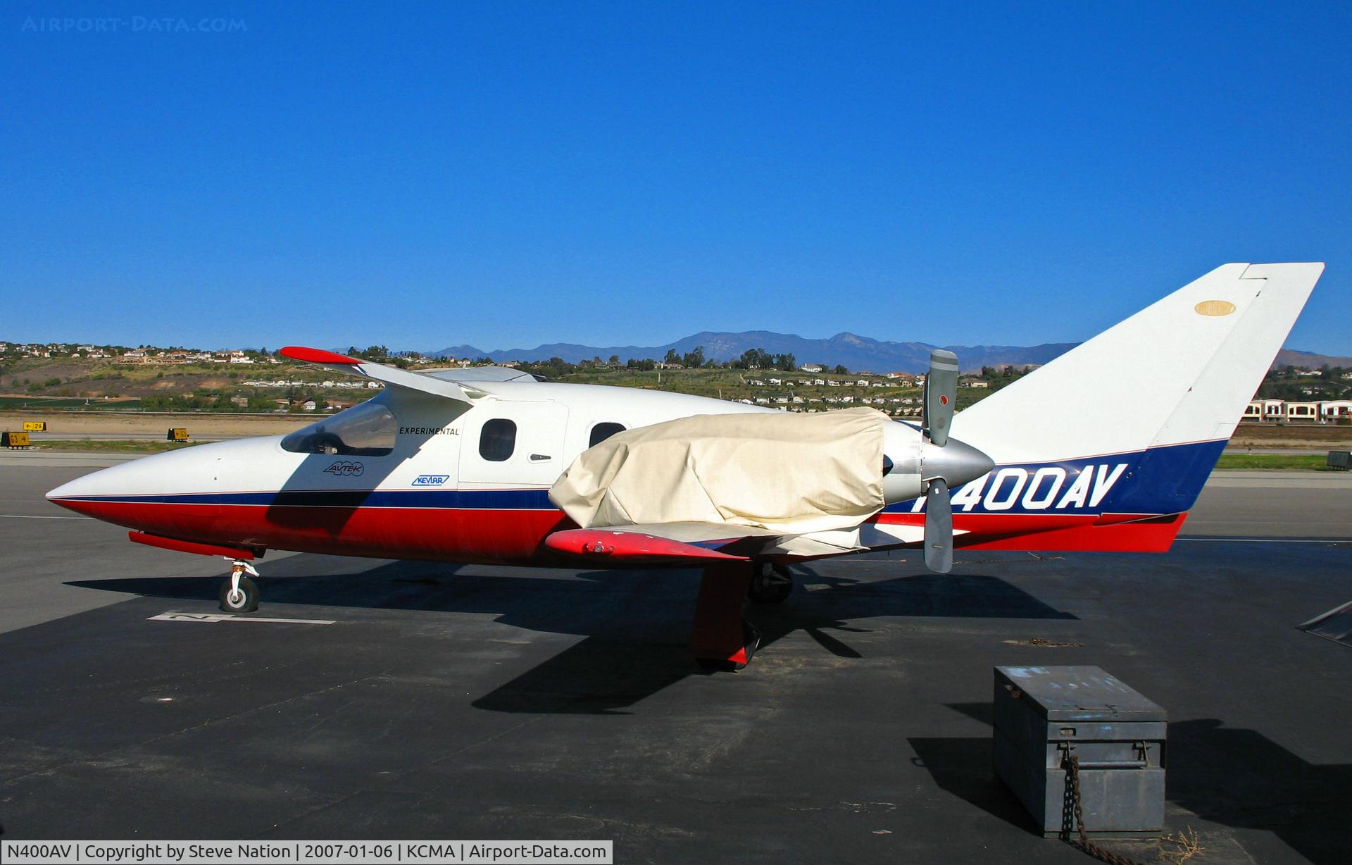 N400AV, 1984 Avtek Corporation 400 C/N POC-001, 1984 Avtek 400 prototype on the ramp with paper bags over engines?
