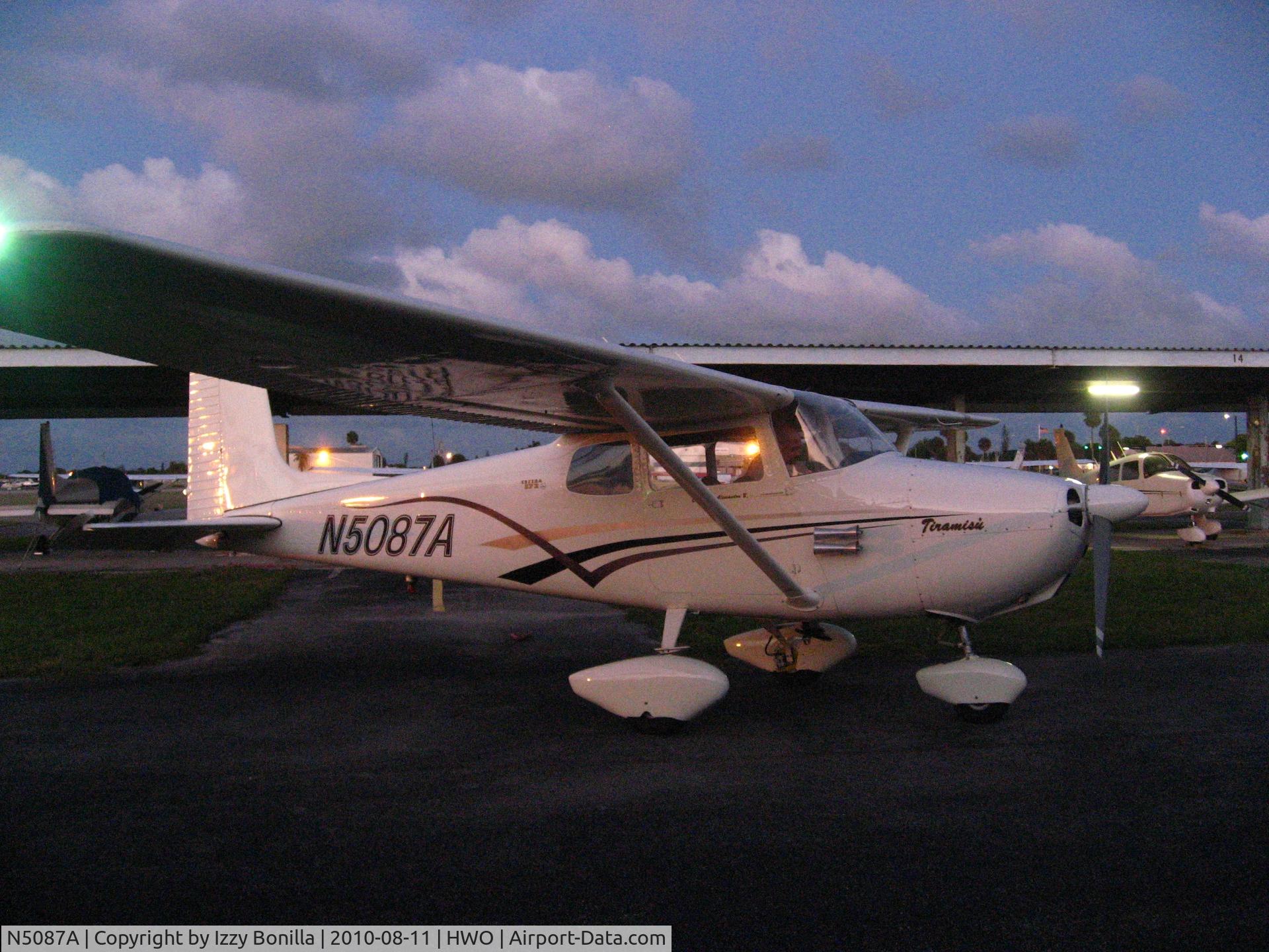 N5087A, 1955 Cessna 172 C/N 28087, 5087A at dusk North Perry Airport Ft Lauderdale Fl August 2010