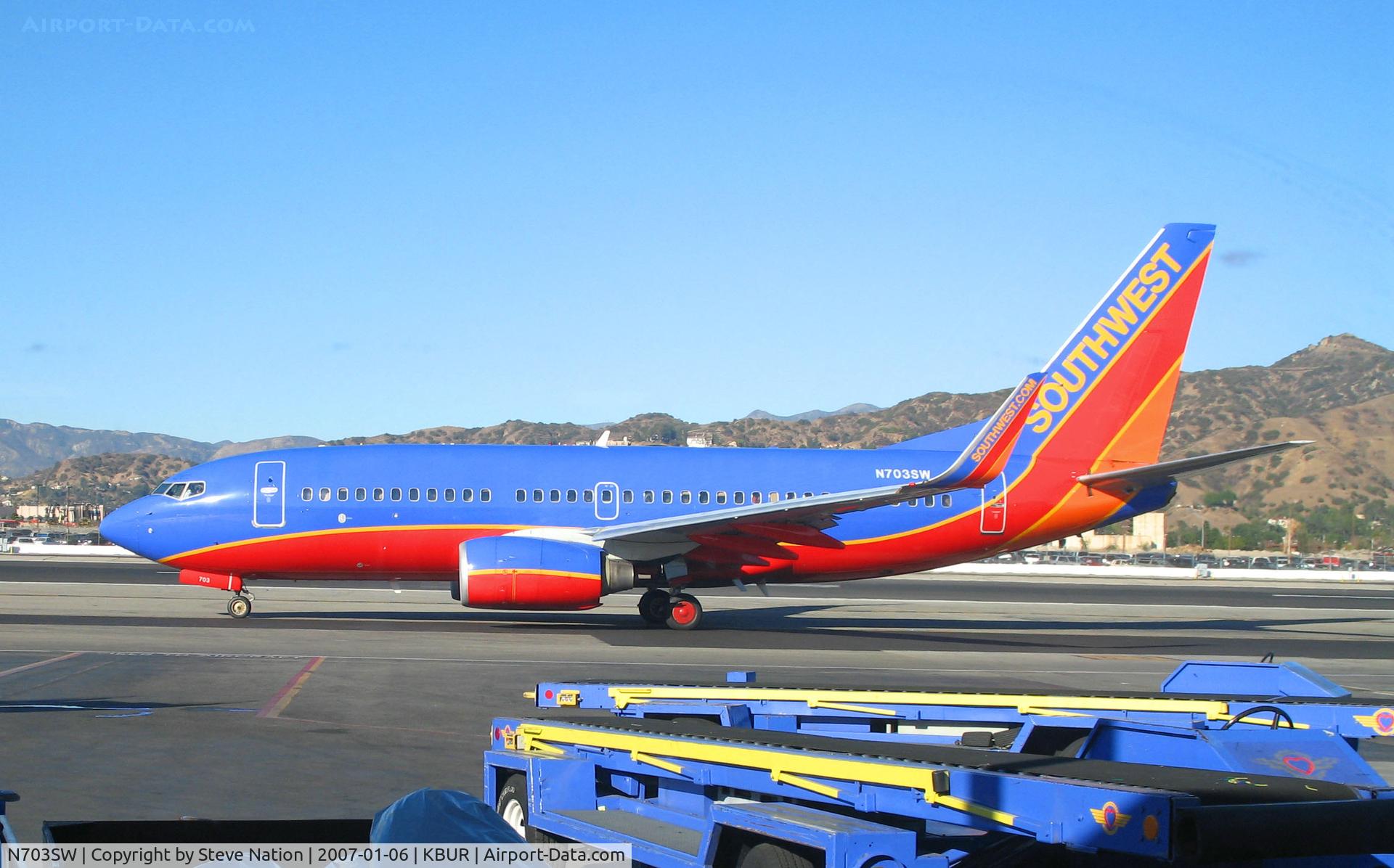N703SW, 1997 Boeing 737-7H4 C/N 27837, Southwest 1997 737-7H4 running-up at bob Hope Airport