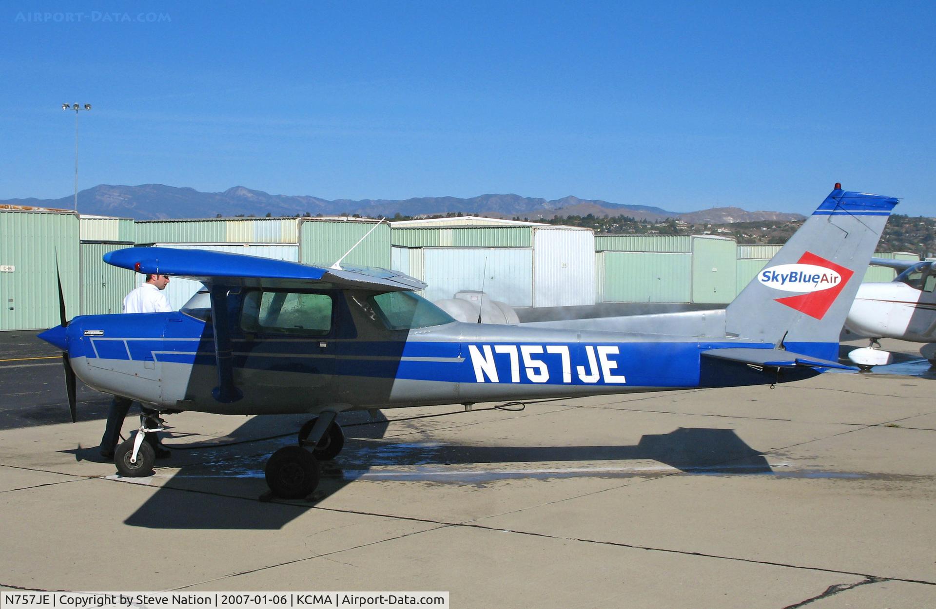 N757JE, 1977 Cessna 152 C/N 15279770, This Sky Blue Air 1977 Cessna 152 called Camarillo Airport home when this sunny, January 2007 photo was shot (exported to The Philippines in December 2007)