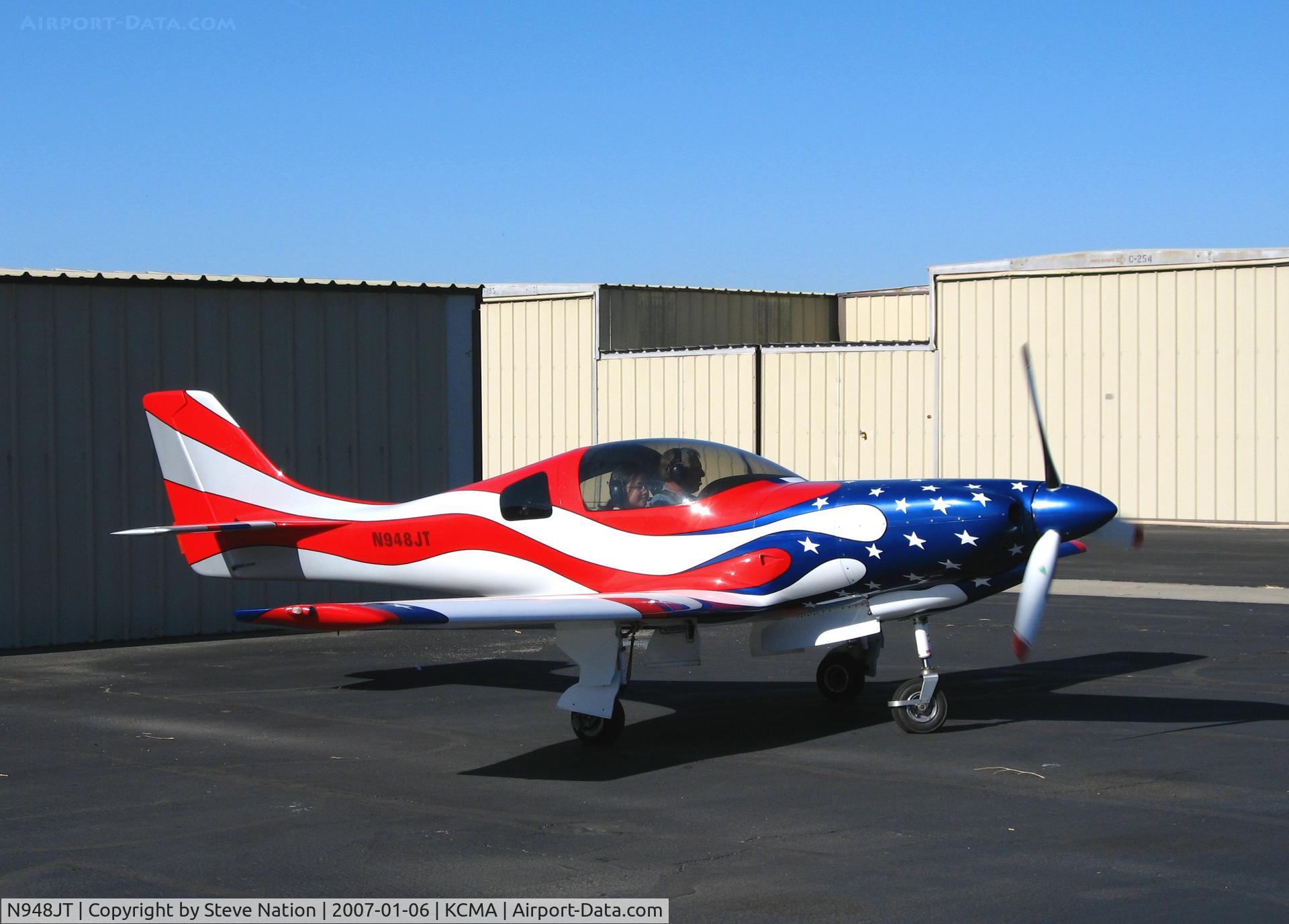 N948JT, 2000 Lancair 360 C/N 001 (N948GT), Locally-based 2000 T360 home built taxis for EAA-sponsored Young Eagle flight at KCMA (check out the smile!)