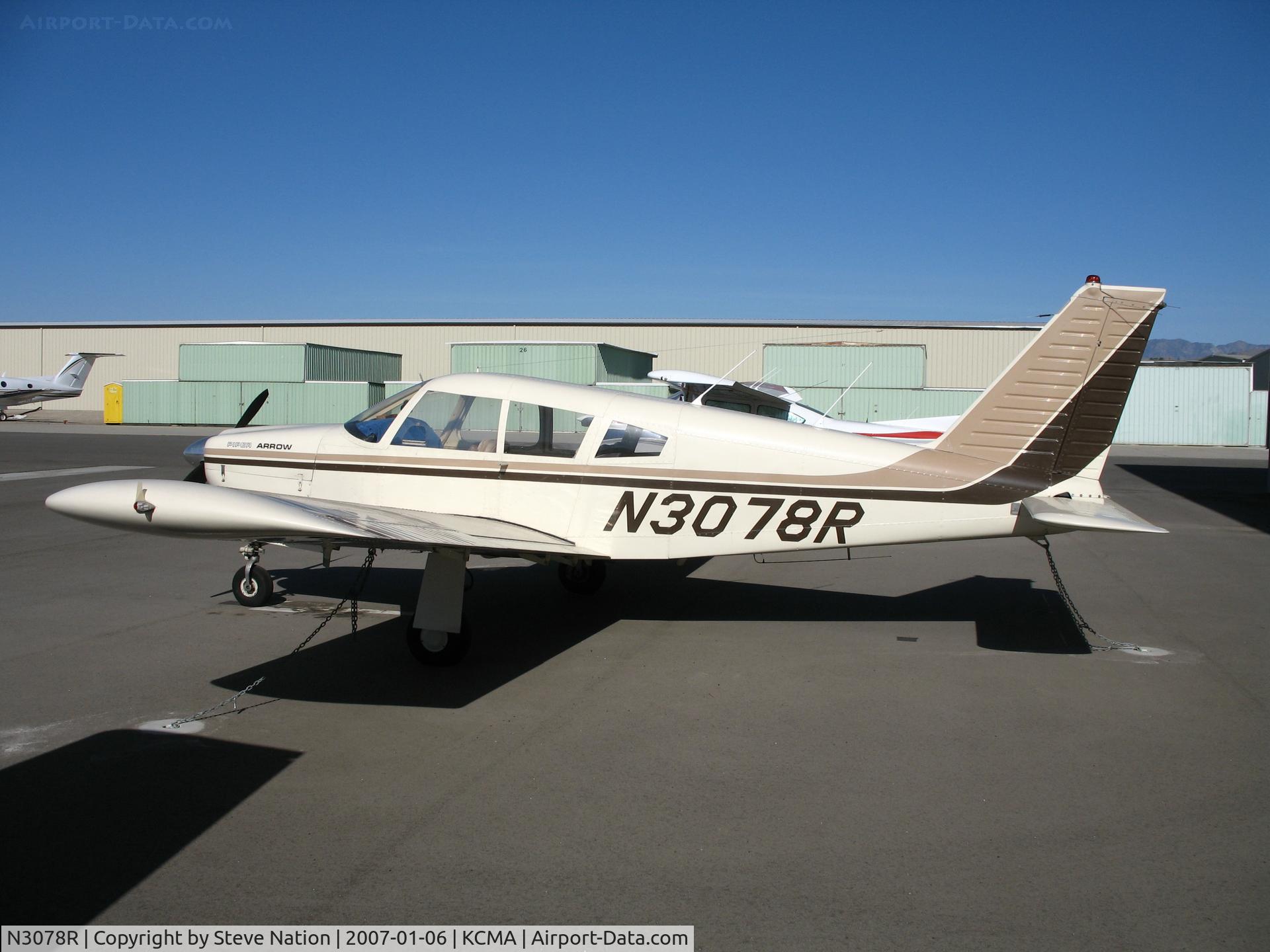 N3078R, 1969 Piper PA-28R-200 C/N 28R-35638, Locally-based 1969 Piper PA-28R-200 Arrow basking in sunny Jan day at Camarillo Airport, CA