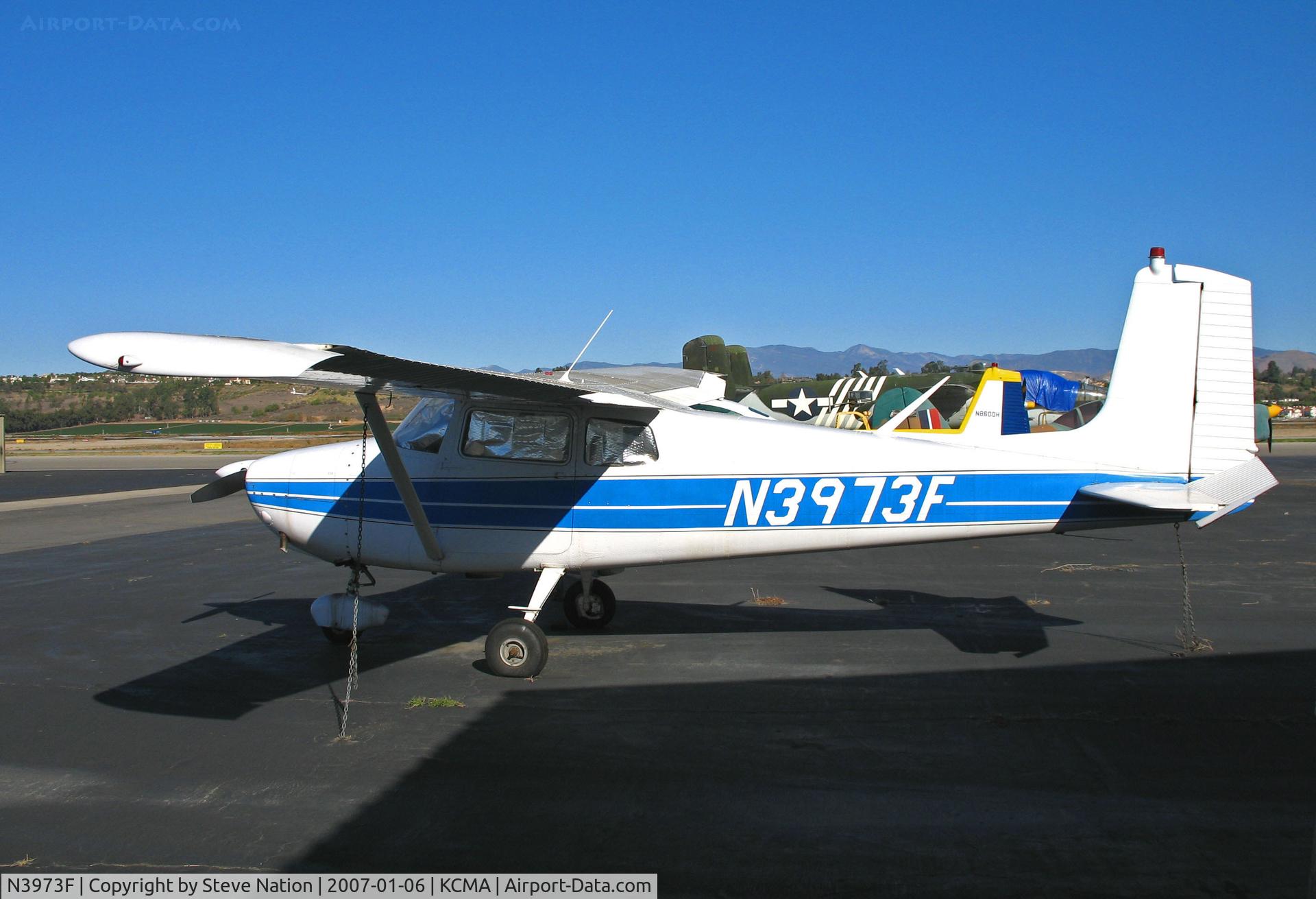 N3973F, 1958 Cessna 172 C/N 36873, Straight-tail 1958 Cessna 172 on sunny, balmy home ramp at Camarillo Airport in early Jan 2007