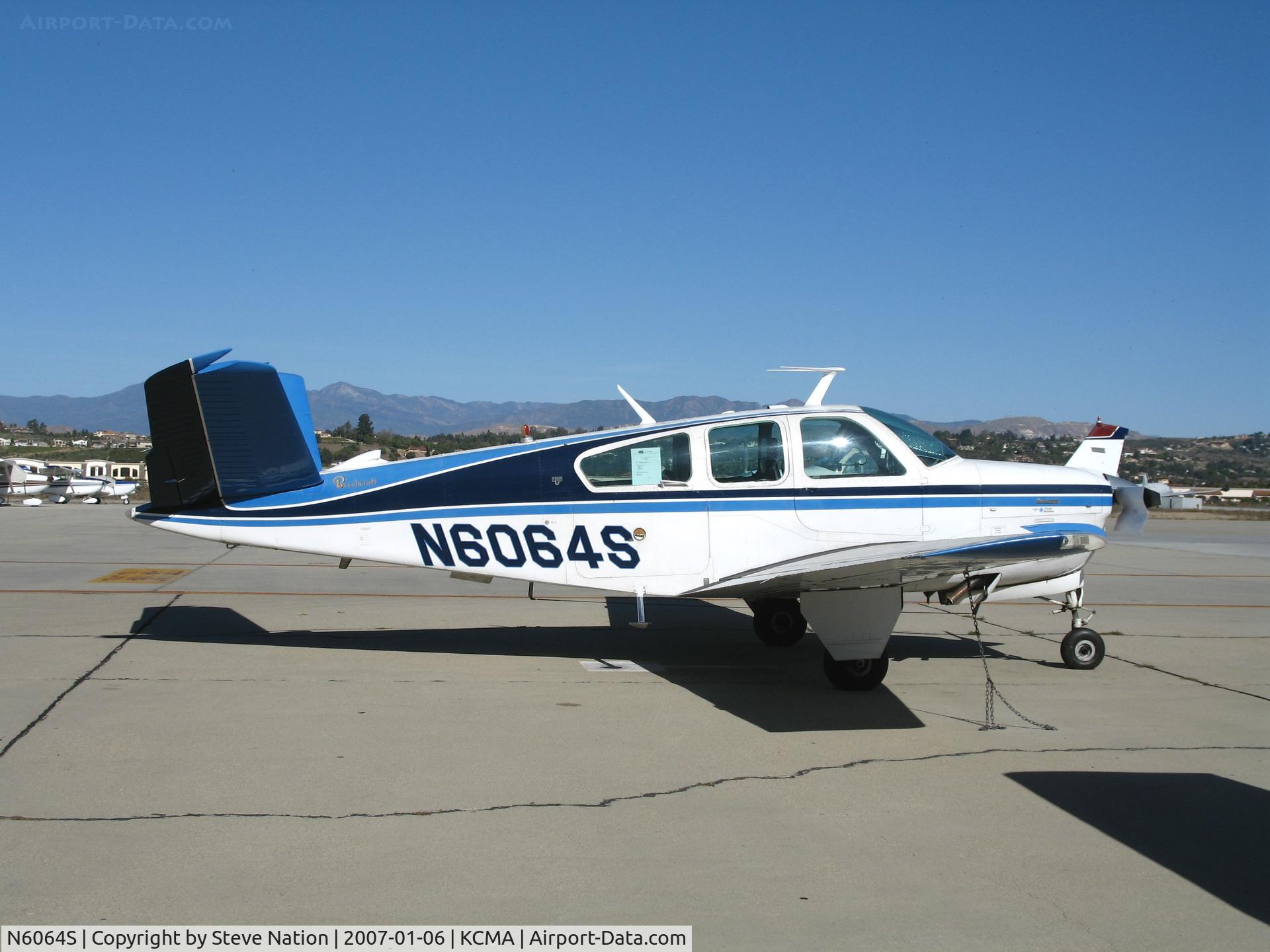 N6064S, 1975 Beech V35B Bonanza C/N D-9819, 1975 Beech V35B on sunny, balmy home ramp at Camarillo Airport in early Jan 2007