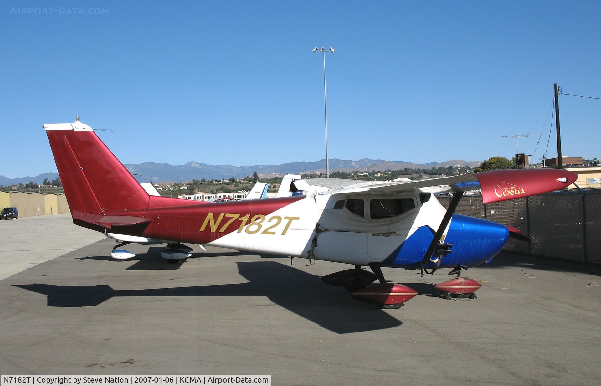 N7182T, 1959 Cessna 172A C/N 46782, Colorfully-painted 1959 Cessna 172A at Camarillo Airport, CA on sunny, warm Jan day