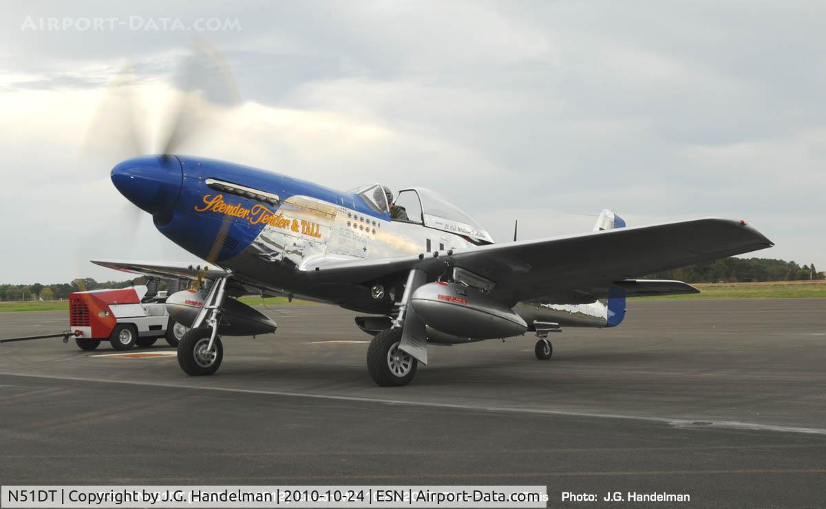 N51DT, 1957 North American/aero Classics P-51D C/N 44-74950, overcast late afternoon at  ESN