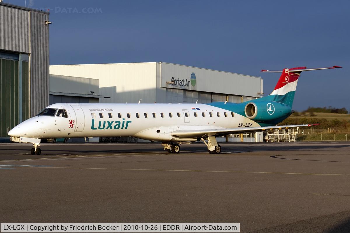 LX-LGX, 1999 Embraer EMB-145LU (ERJ-145LU) C/N 145147, taxying to the active