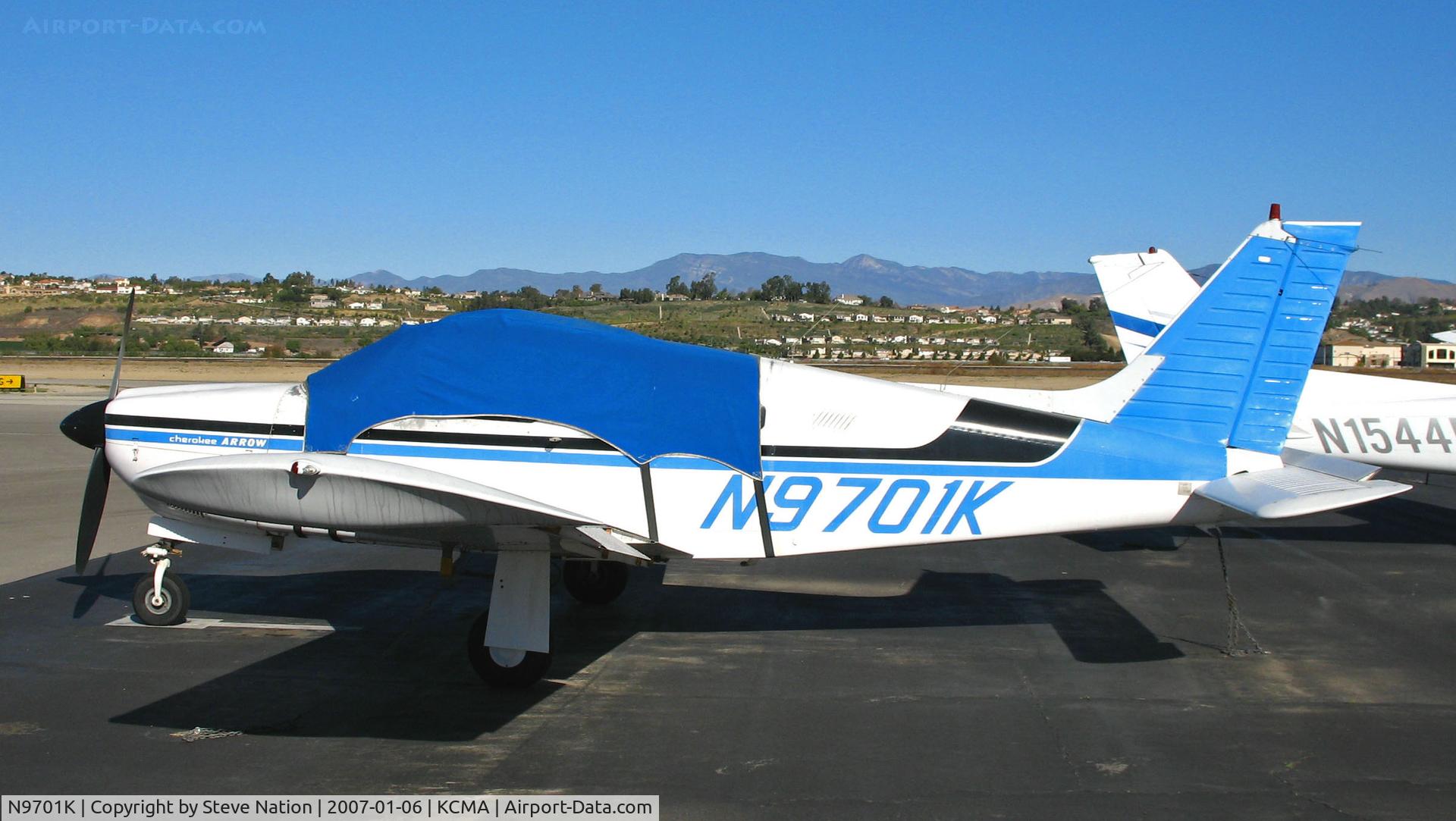 N9701K, 1976 Piper PA-28R-200 C/N 28R-7635257, 1976 Piper PA-28R-200 Cherokee ARROW at Camarillo, CA home base on sunny January day