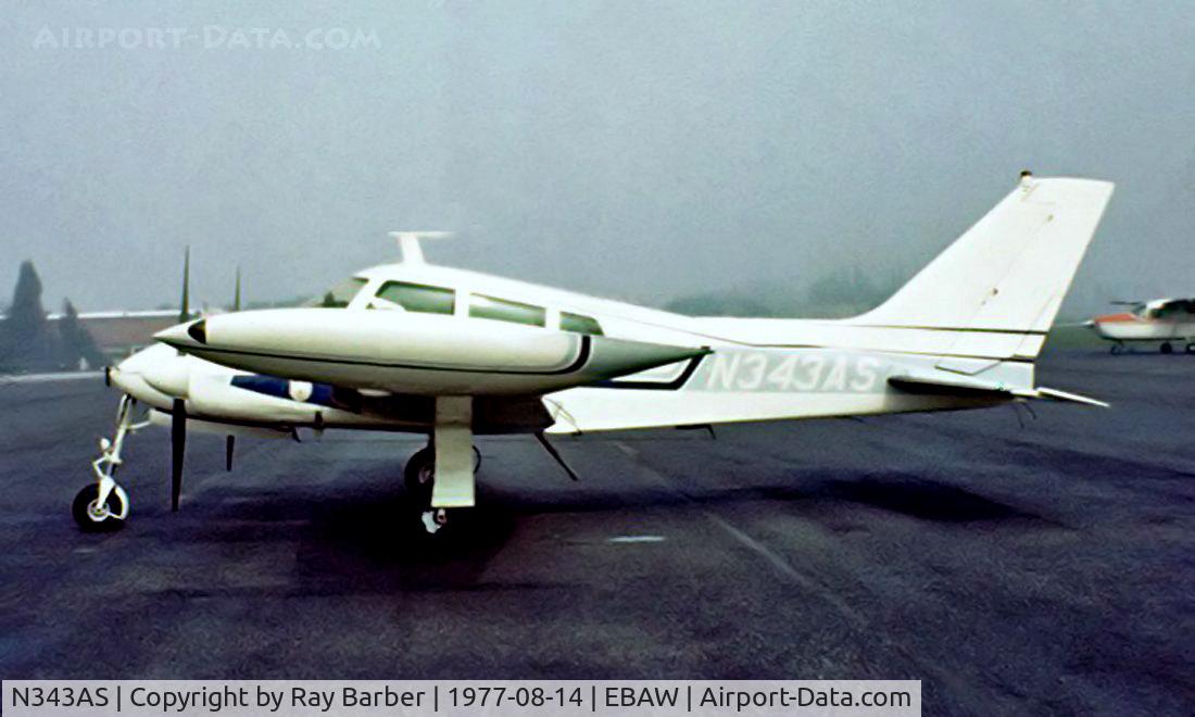 N343AS, 1963 Cessna 310H C/N 310H0057, Cessna 310H [310H-0057] Antwerp~OO 14/08/1977. Taken from a slide.