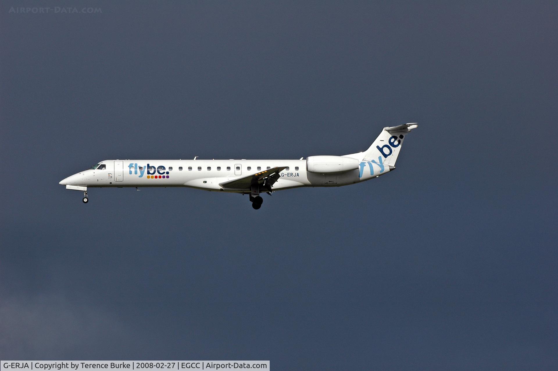 G-ERJA, 2000 Embraer EMB-145EP (ERJ-145EP) C/N 145229, Manchester, Against storm clouds.