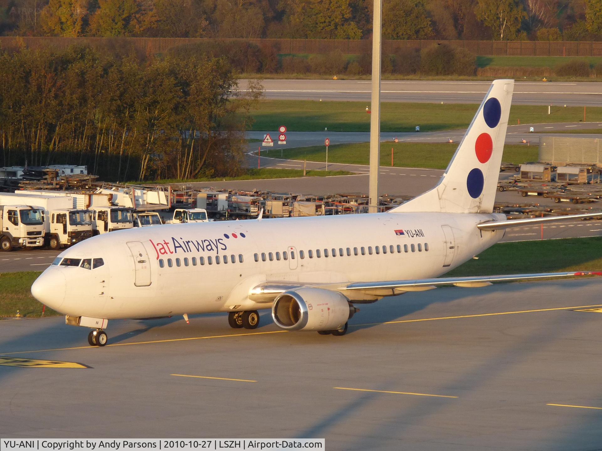 YU-ANI, 1985 Boeing 737-3H9 C/N 23416, Arriving at Zurich