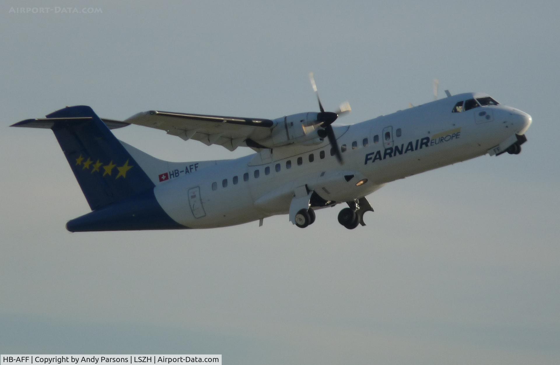 HB-AFF, 1991 ATR 42-320 C/N 264, Climbing out of Zurich