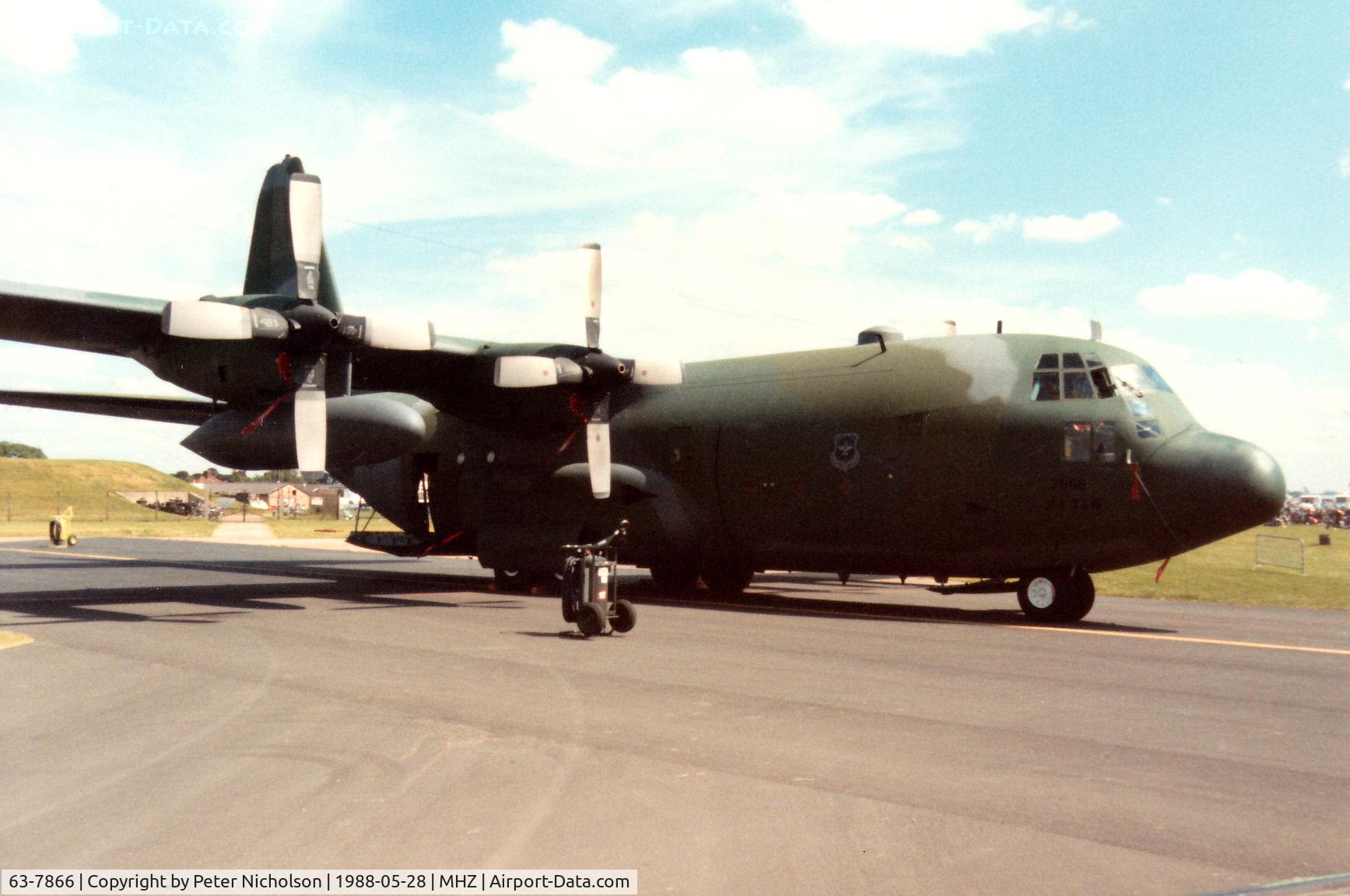 63-7866, 1963 Lockheed C-130E Hercules C/N 382-3936, Another view of the C-130E Hercules of the 314th Tactical Airlift Wing on display at the 1988 RAF Mildenhall Air Fete.