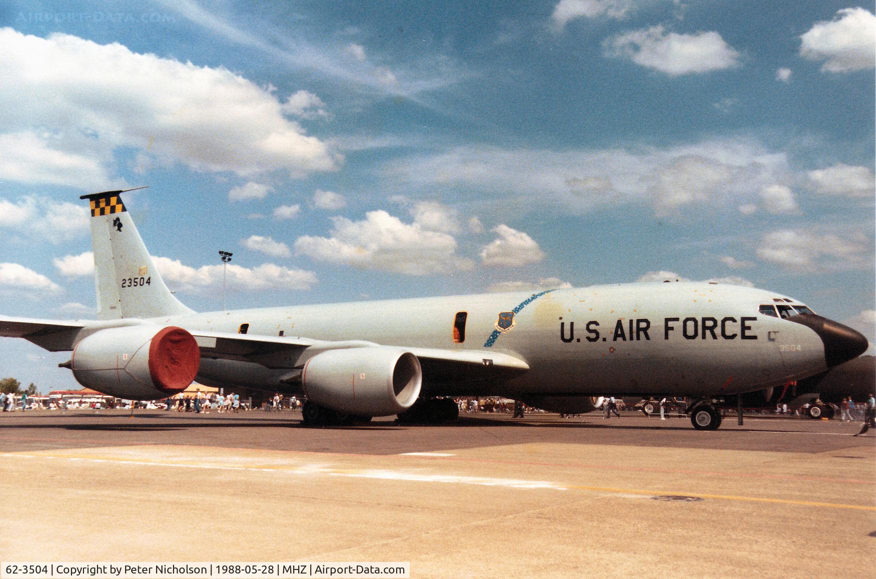 62-3504, 1962 Boeing KC-135R Stratotanker C/N 18487, KC-135R Stratotanker of 19th Air Refuelling Wing based at Robins AFB on display at the 1988 RAF Mildenhall Air Fete.