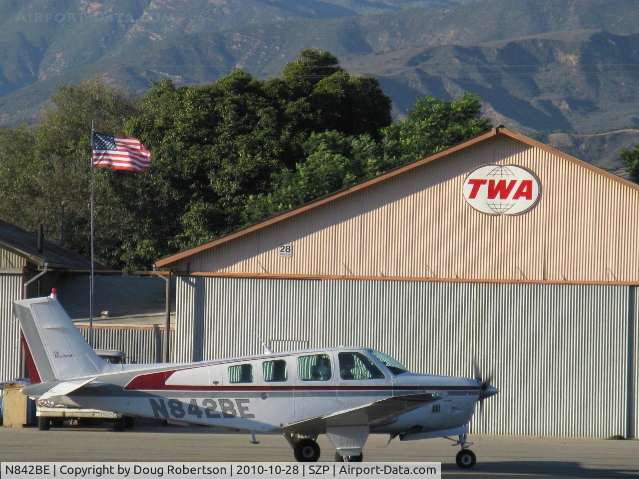 N842BE, 1984 Beech B36TC Bonanza C/N EA-432, 1984 Beech B36TC TURBO BONANZA, Continental TSIO-520-UB 300 Hp, holding short Rwy 22