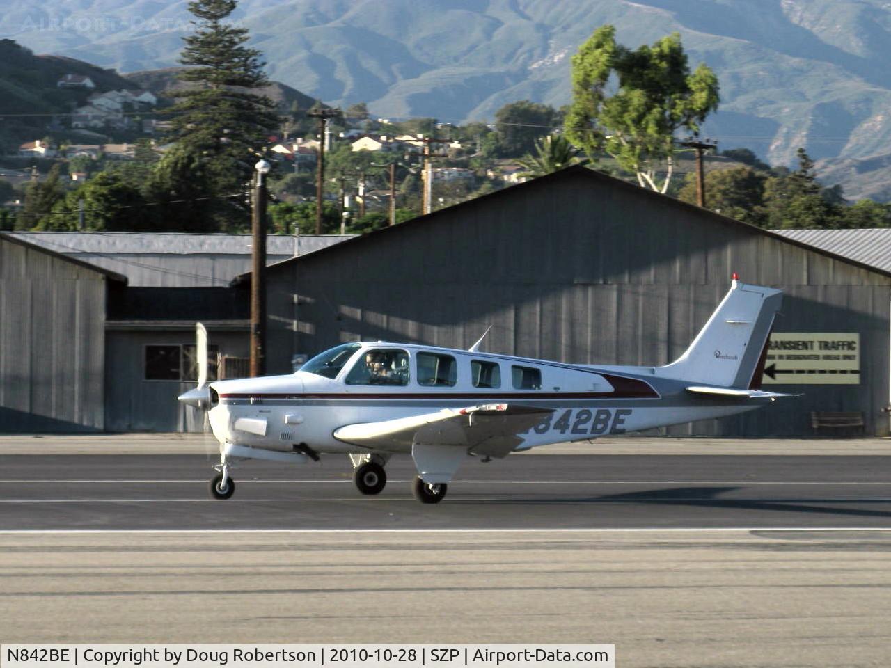 N842BE, 1984 Beech B36TC Bonanza C/N EA-432, 1984 Beech B36TC TURBO BONANZA, Continenytal TSIO-520-UB 300 Hp, takeoff roll Rwy 22