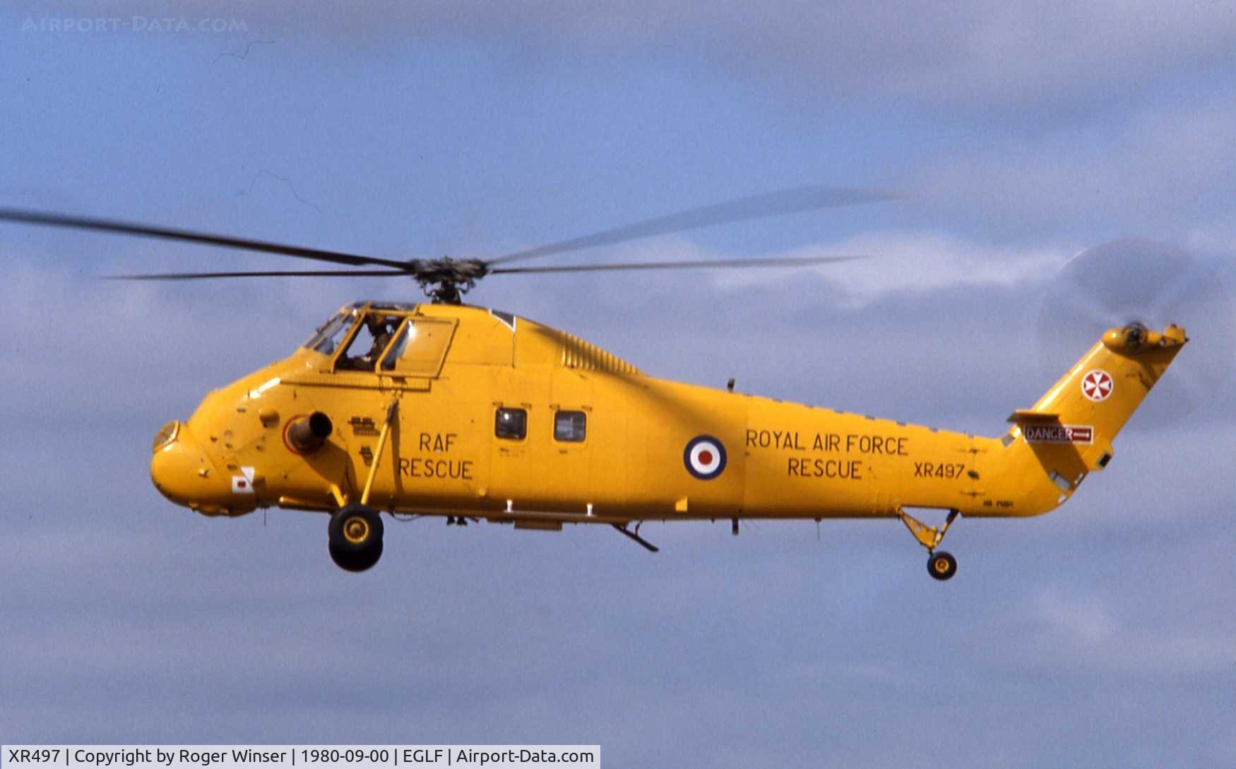 XR497, 1963 Westland Wessex HC.2 C/N WA122, From 22 Squadron RAF. Displayed at Farnborough Airshow 1980
